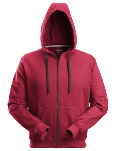 2801 Sudadera clasica con capucha y cremallera completa roja