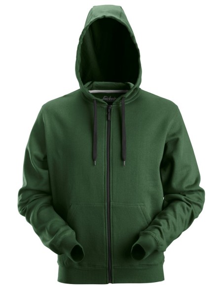 2801 Sudadera clasica con capucha y cremallera completa verde forestal
