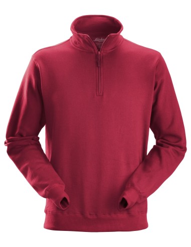 2818 Sudadera con media cremallera roja