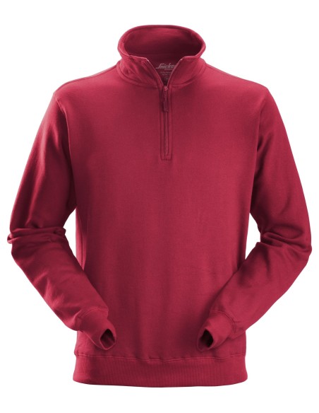 2818 Sudadera con media cremallera roja