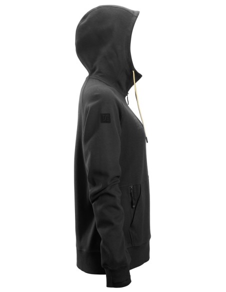 2877 Sudadera mujer con capucha, cremallera completa y logo negro