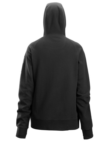 2877 Sudadera mujer con capucha, cremallera completa y logo negro