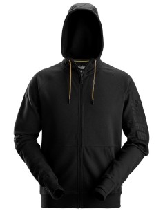 2895 Sudadera con capucha, cremallera completa y logo negro