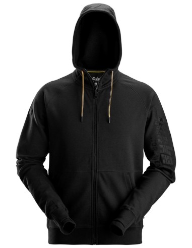 2895 Sudadera con capucha, cremallera completa y logo negro