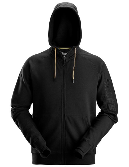 2895 Sudadera con capucha, cremallera completa y logo negro