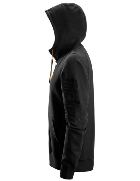 2895 Sudadera con capucha, cremallera completa y logo negro