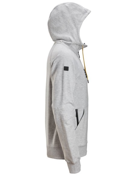 2895 Sudadera con capucha, cremallera completa y logo gris jaspeado