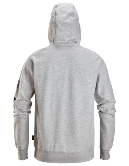 2895 Sudadera con capucha, cremallera completa y logo gris jaspeado
