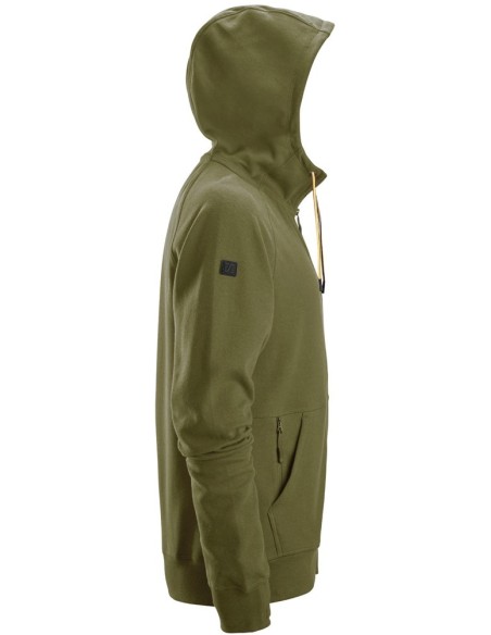 2895 Sudadera con capucha, cremallera completa y logo verde khaki