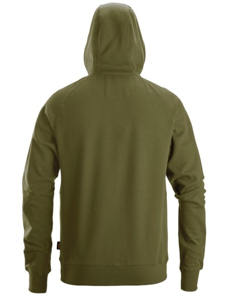 2895 Sudadera con capucha, cremallera completa y logo verde khaki