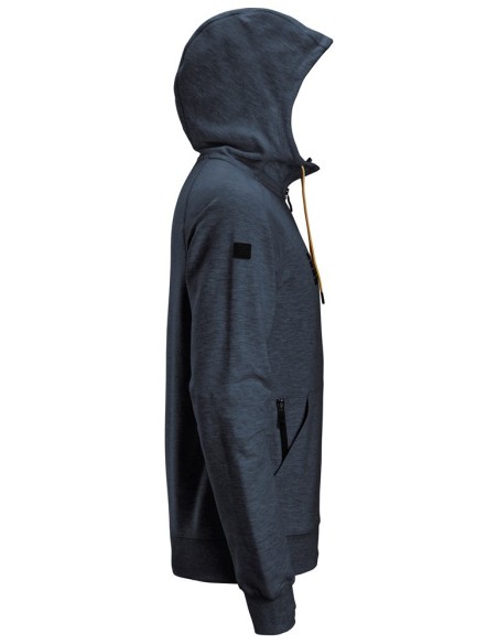 2895 Sudadera con capucha, cremallera completa y logo azul marino jaspeado