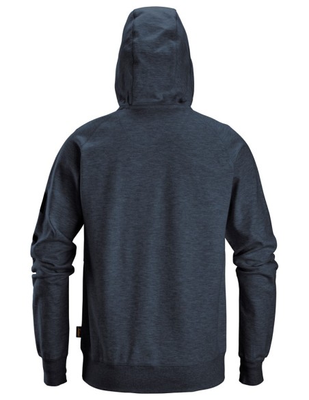 2895 Sudadera con capucha, cremallera completa y logo azul marino jaspeado