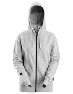 2897 Sudadera mujer con capucha y cremallera completa AllroundWork gris jaspeado
