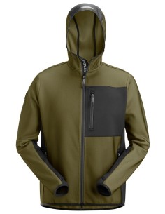 8044 Chaqueta capa intermedia con capucha Flexiwork verde kaki/ negro