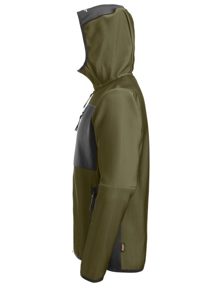 8044 Chaqueta capa intermedia con capucha Flexiwork verde kaki/ negro