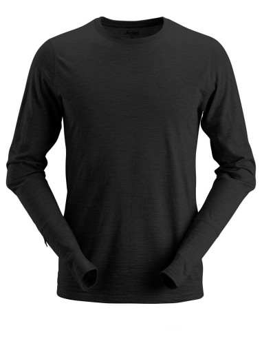 2427 Camiseta de manga larga de lana AllroundWork negro