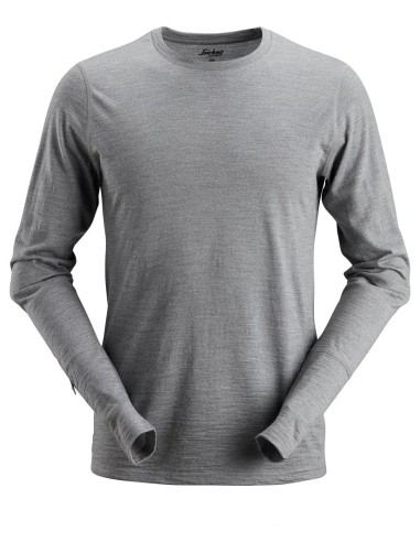 2427 Camiseta de manga larga de lana AllroundWork gris jaspeado