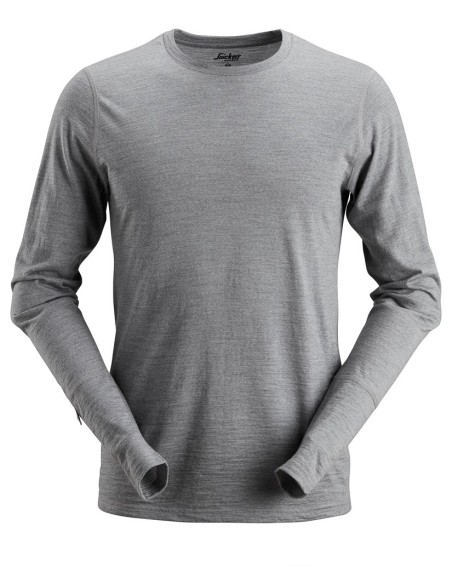 2427 Camiseta de manga larga de lana AllroundWork gris jaspeado