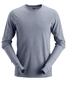 2427 Camiseta de manga larga de lana AllroundWork azul oscuro jaspeado