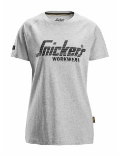 2597 Camiseta manga corta con logo para mujer gris jaspeado