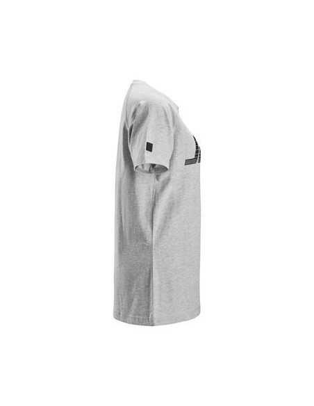 2597 Camiseta manga corta con logo para mujer gris jaspeado