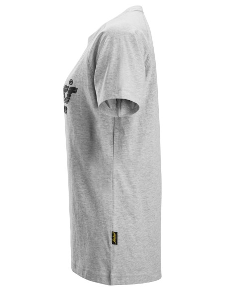 2597 Camiseta manga corta con logo para mujer gris jaspeado