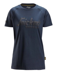2597 Camiseta manga corta con logo para mujer azul marino jaspeado