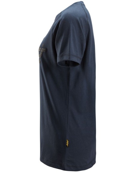 2597 Camiseta manga corta con logo para mujer azul marino jaspeado