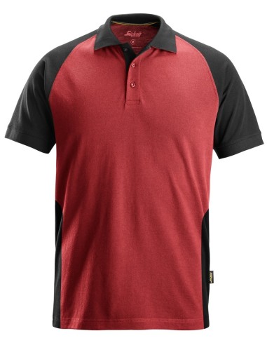 2750 Polo de manga corta bicolor rojo-negro
