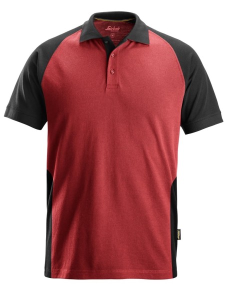 2750 Polo de manga corta bicolor rojo-negro