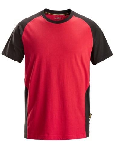 2550 Camiseta de manga corta bicolor rojo-negro
