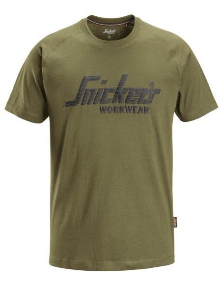 2590 Camiseta manga corta con logo verde khaki