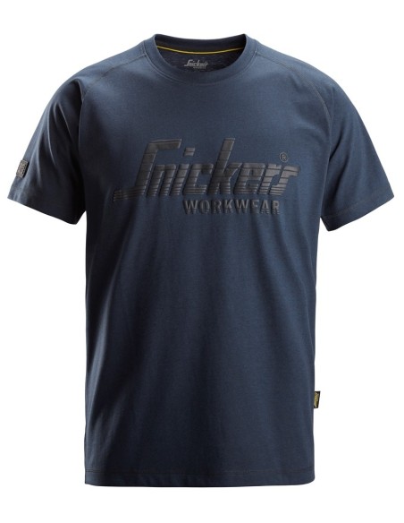 2590 Camiseta manga corta con logo azul marino jaspeado