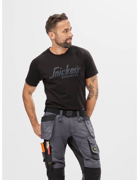 2590 Camiseta manga corta con logo azul marino jaspeado
