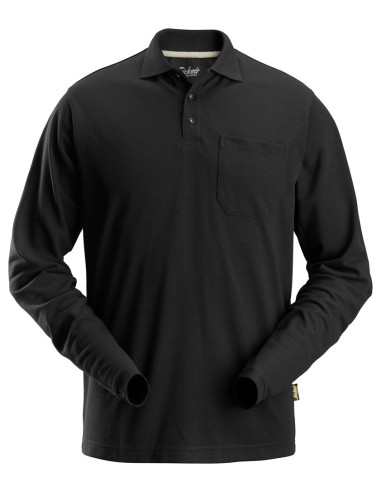 2608 Polo de manga larga pique negro