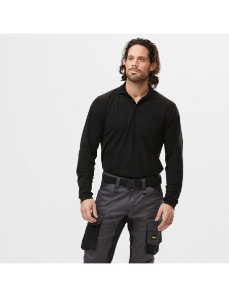 2608 Polo de manga larga pique negro