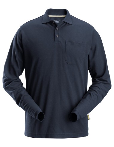 2608 Polo de manga larga pique azul marino