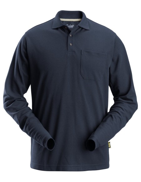 2608 Polo de manga larga pique azul marino
