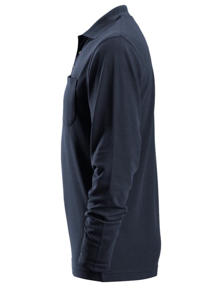 2608 Polo de manga larga pique azul marino
