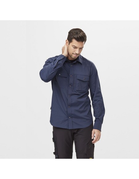 8521 Camisa de manga larga absorbente LiteWork azul marino