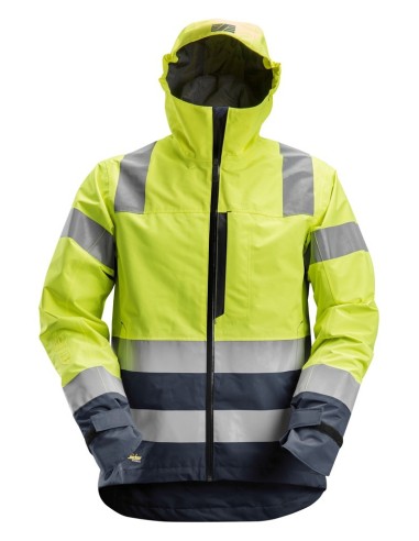 1330 Chaqueta impermeable de alta visibilidad clase 3 AllroundWork amarillo/ azul marino