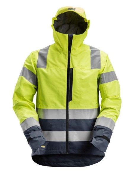 1330 Chaqueta impermeable de alta visibilidad clase 3 AllroundWork amarillo/ azul marino