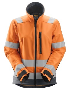 1237 Chaqueta Softshell de alta visibilidad para Mujer clase 2/3 AllroundWork naranja-gris acero