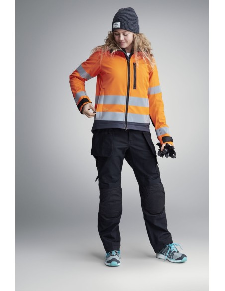 1237 Chaqueta Softshell de alta visibilidad para Mujer clase 2/3 AllroundWork naranja-gris acero