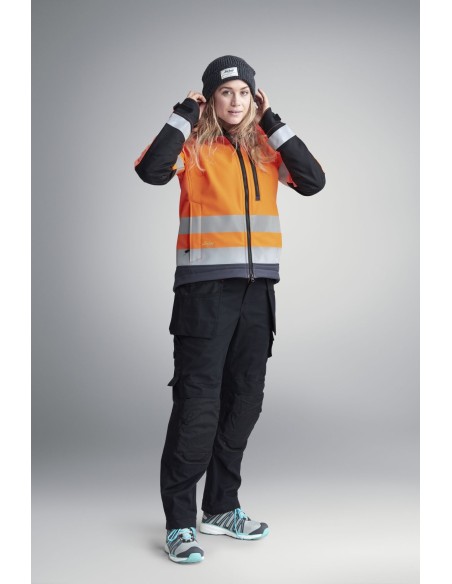 1237 Chaqueta Softshell de alta visibilidad para Mujer clase 2/3 AllroundWork naranja-gris acero