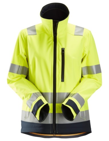 1237 Chaqueta Softshell de alta visibilidad para Mujer clase 2/3 AllroundWork amarillo-azul marino