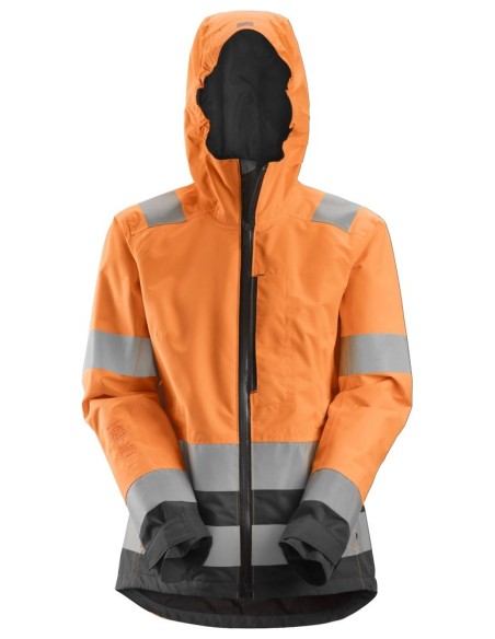 1347 Chaqueta impermeable de alta visibilidad para mujer clase 2/3 AllroundWork naranja-gris acero