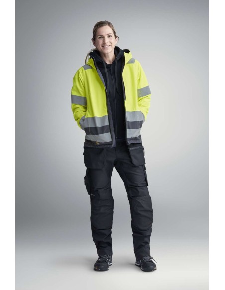 1347 Chaqueta impermeable de alta visibilidad para mujer clase 2/3 AllroundWork amarillo-gris acero