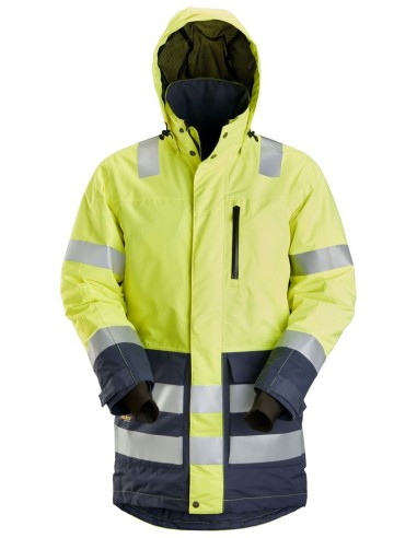 1830 Parka impermeable de alta visibilidad clase 3 AllroundWork amarillo/ azul marino