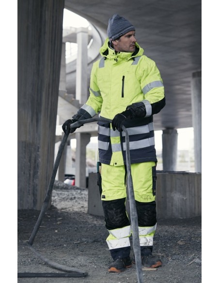 1830 Parka impermeable de alta visibilidad clase 3 AllroundWork amarillo/ azul marino